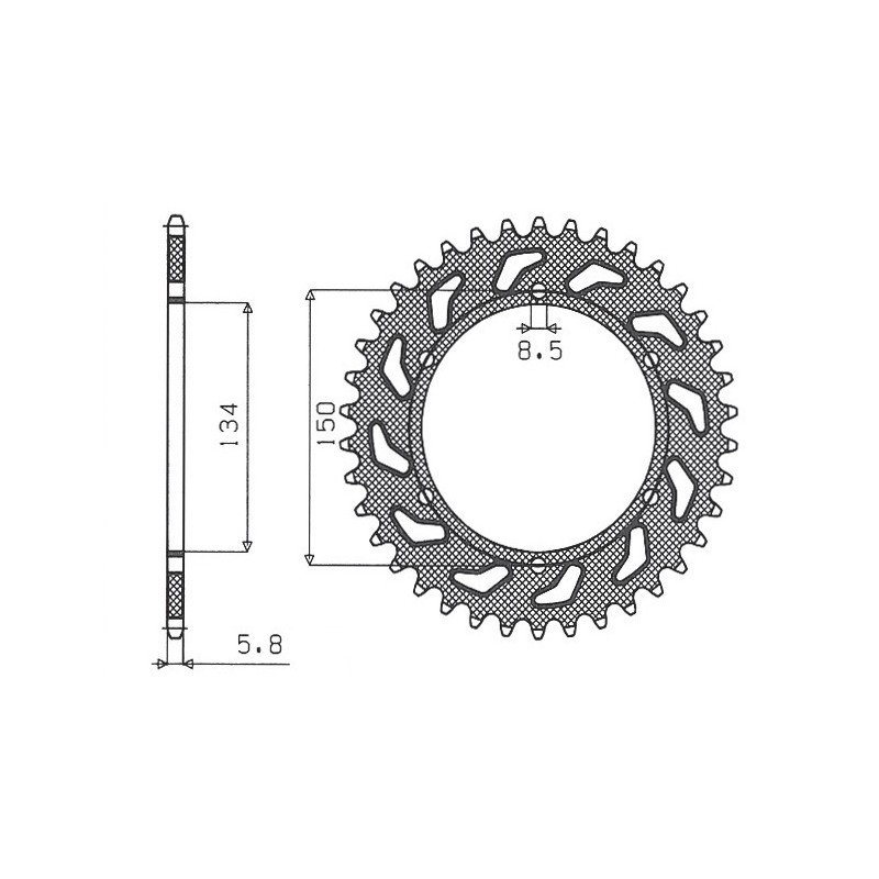 SUNSTAR ZĘBATKA TYLNA 489 50 KAWASAKI KX/KXF `84-'20 (JTR460.50) (ŁAŃC. 520) (48950JT)